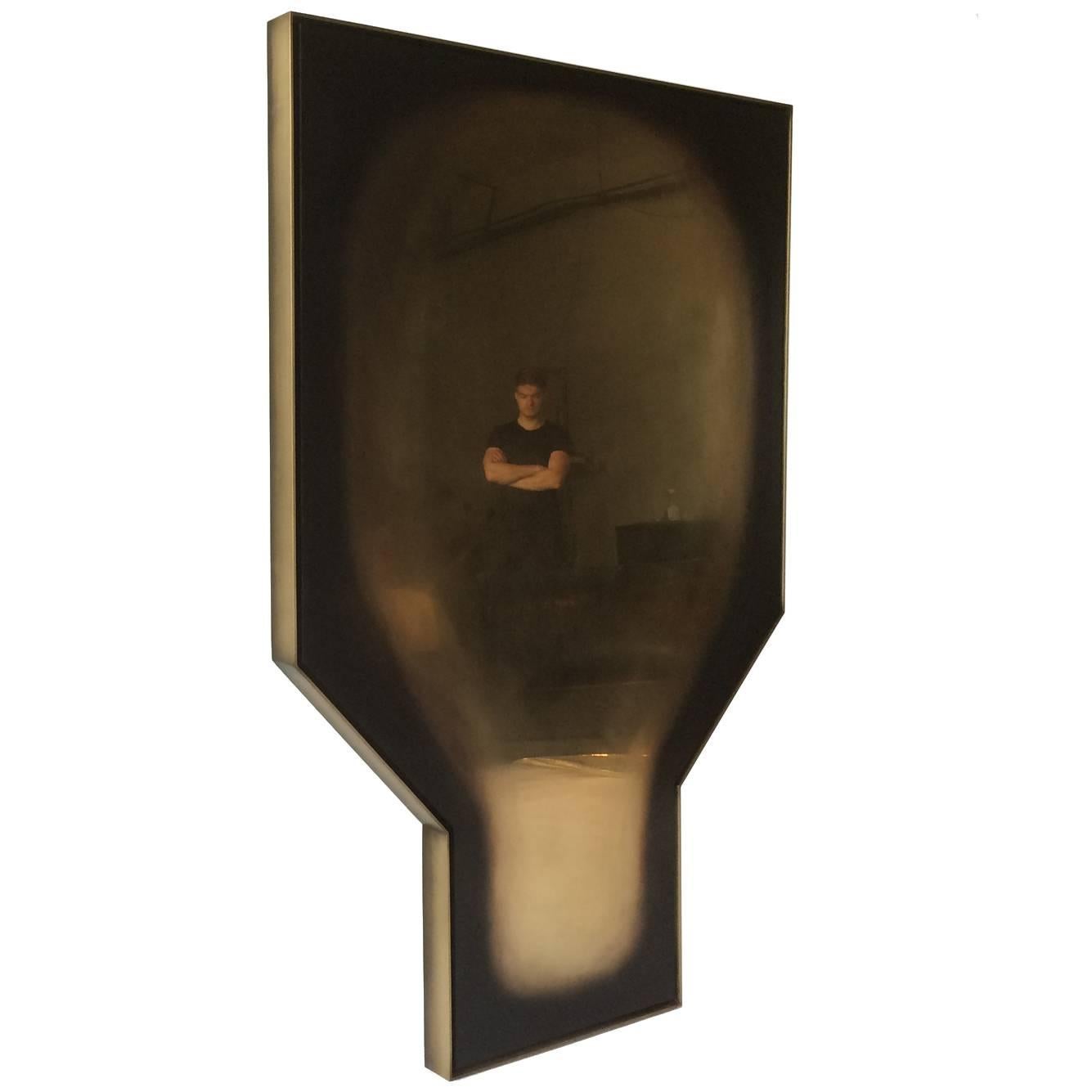 Polished Brass 'Nero' Mirror by Lukas Machnik For Sale