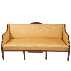 Antique 19th Century Satinwood Box Sofa on Six Tapering Legs