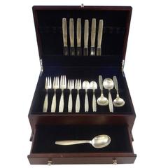 Swedish Modern by Allan Adler Sterling Silver Flatware Set Hand-Wrought 31 Pcs 8