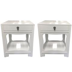 Michael Taylor for Baker Far East White Nightstands, Pair