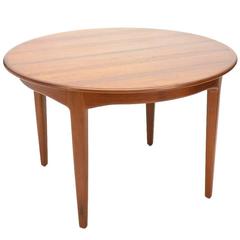 Round Teak Extending Dining Table by Henning Kjaernulf