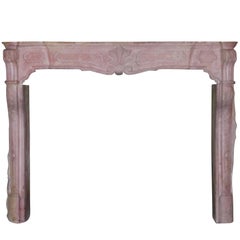 18th Century Original Pink Stone Antique Fireplace Mantle