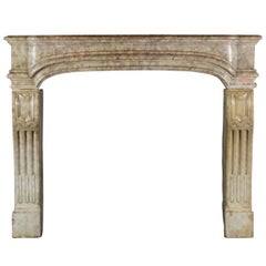 17th Century Classic Antique Fireplace Mantel in Burgundy Hard Stone