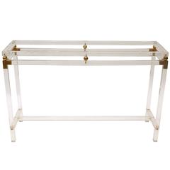 Lucite and Brass Console