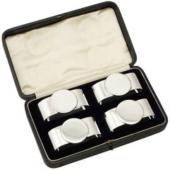 Sterling Silver Napkin Rings Set of Four by Sampson Mordan & Co Ltd, Antique