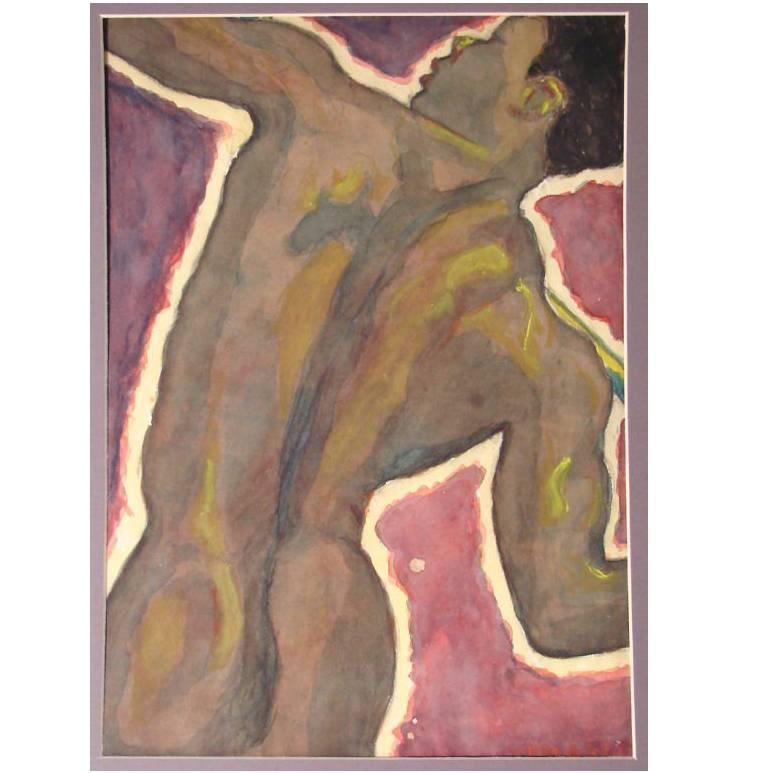 Peinture d'un nu masculin noir par Rowena Meeks Abdy en vente