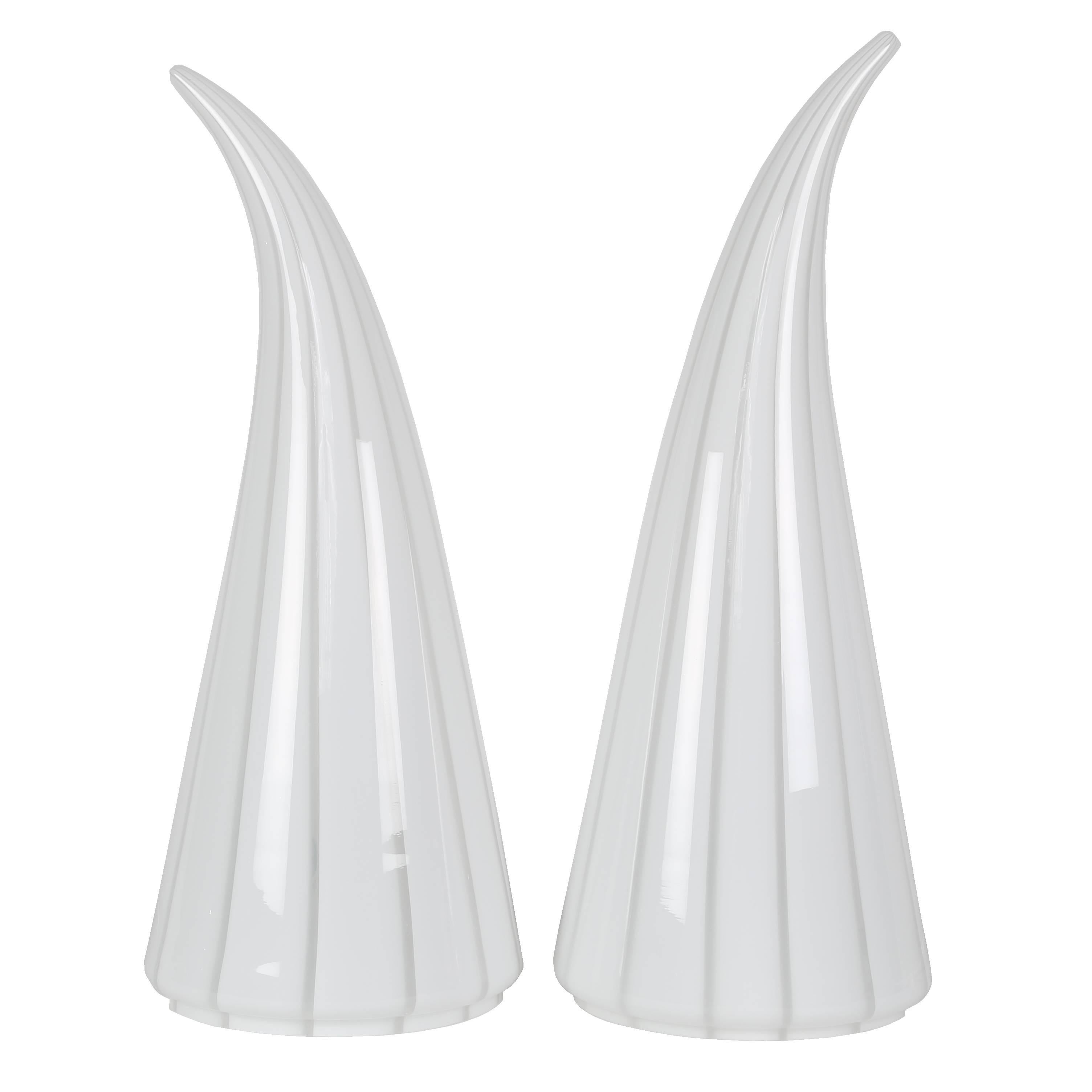 Pair of Vetri Murano Conical Table Lamps, Circa 1980s For Sale