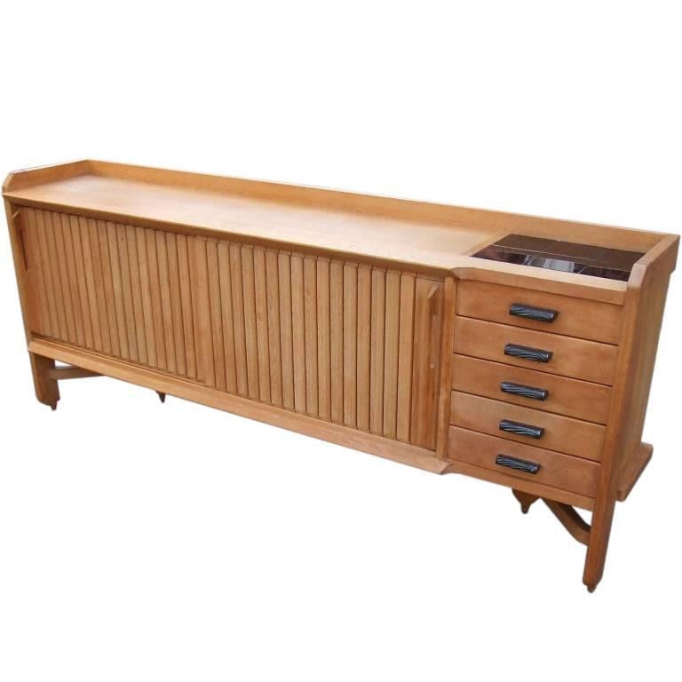 Guillerme et Chambron, 1960 Oak and Ceramic Sideboard, Votre Maison Edition