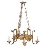 Spanish Vintage Five-Light Gilded Metal Chandelier