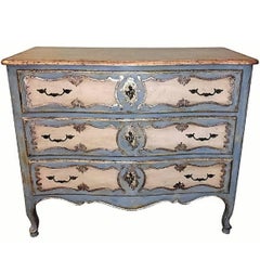 Italian Painted and Silver Gilt Commode or Chest of Drawers, 19th-20th Century