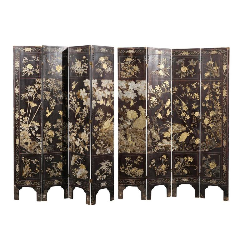 18th19th Century EightPanel Coromandel Screen For Sale at 1stdibs