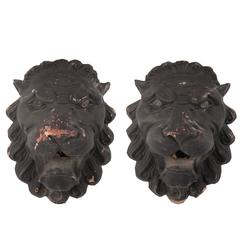 Pair of 19th Century Copper Lion Heads
