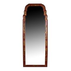 Wall Mirror in Red Leather Frame, Chinese, Early 20th Century 8