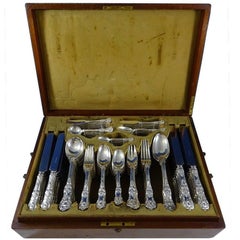 Antique English King by Tiffany Sterling Silver Flatware Set 12 Service Dinner 148 pcs