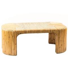 Stylish Milo Baughman Style Bamboo Coffee Table