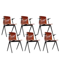 1967 Set of Six S22 Galvanitas School Chairs Dutch Industrial Design