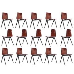 Vintage stock of1967 S22 School Chairs by Galvanitas, Dutch Industrial Design
