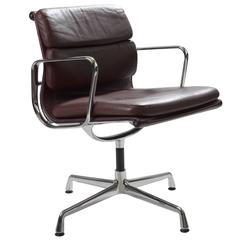 Charles & Ray Eames EA 208 Leather and Chrome Low Back Soft Pad Chairs