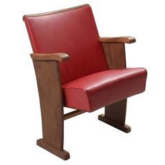Original Mid-Century Cinema Seat in Red Leather