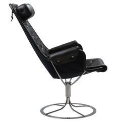 Mid-Century Bruno Mathsson Black Leather Jetson Lounge Chair