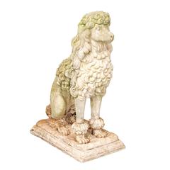 English Retro Carved Stone Poodle Sculpture From the Mid 20th Century