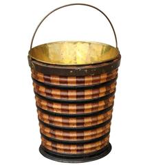 Dutch Peat Bucket of Wood and Brass with Handle from the 1860’s