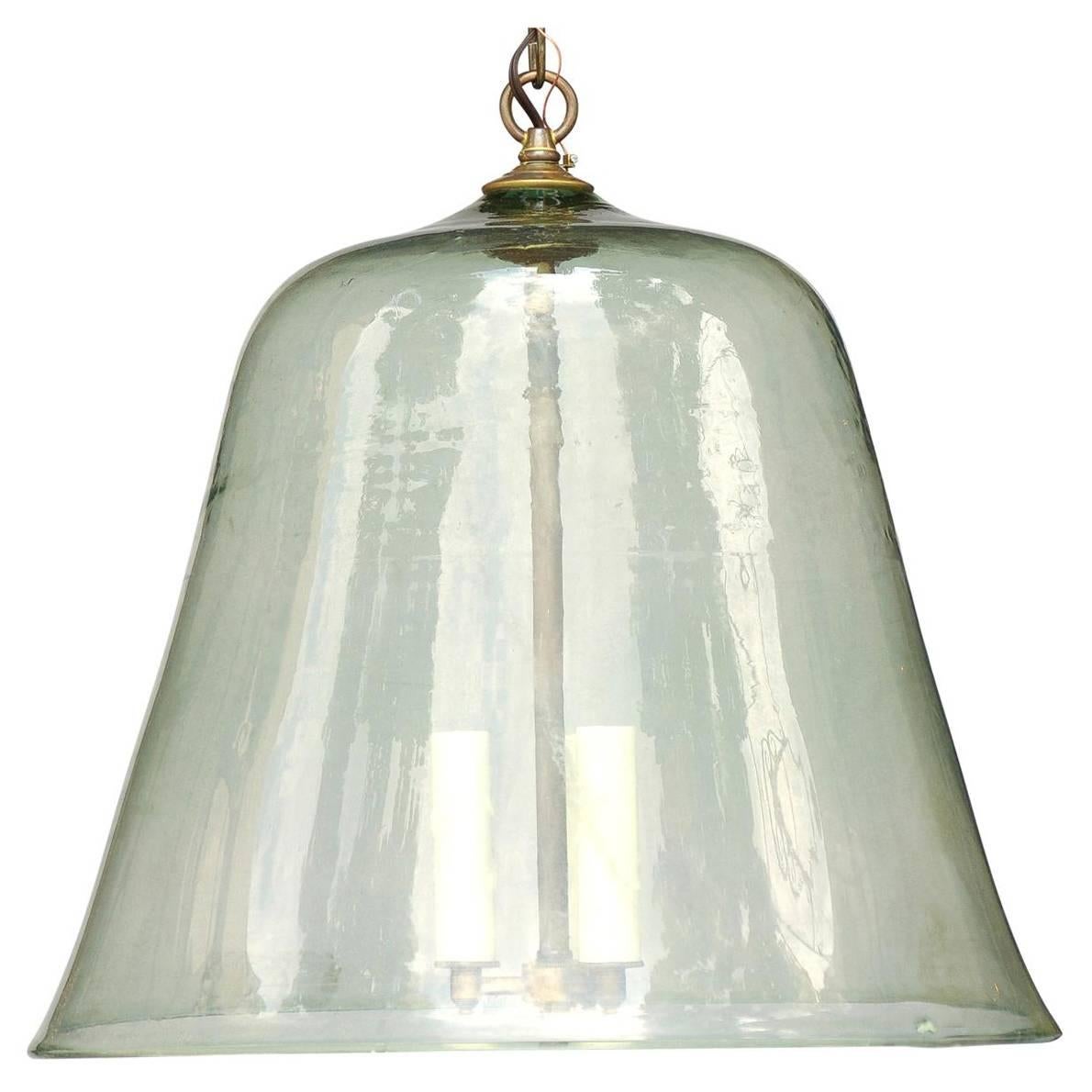 French Turn of the Century Three-Light Cloche Bell Jar Transparent Lantern 