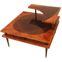 Vintage 1960s Three-Tiered Side Table with Marquetry Detail 9