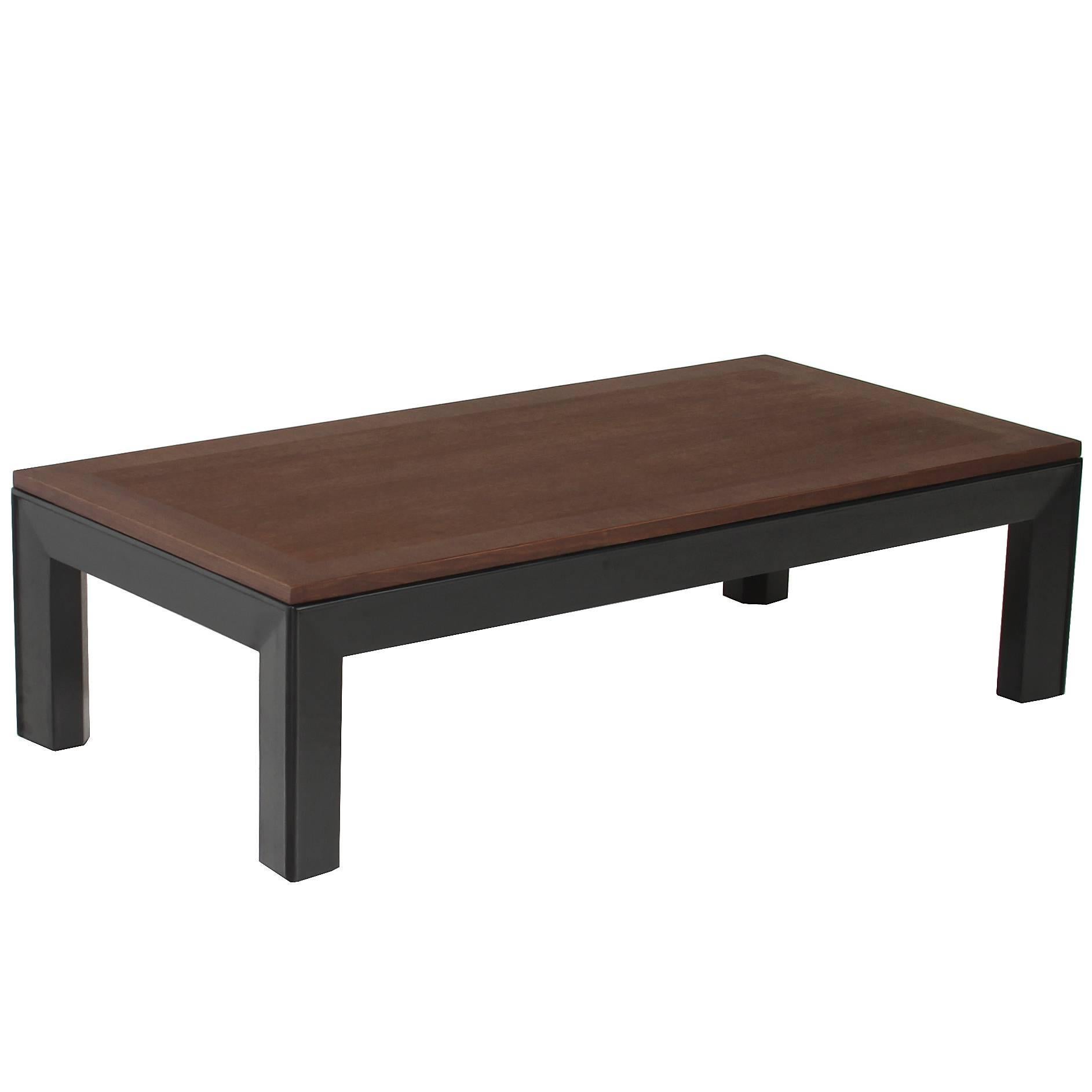 Widdicomb Mahogany and Black Lacquer Long Coffee Table  For Sale