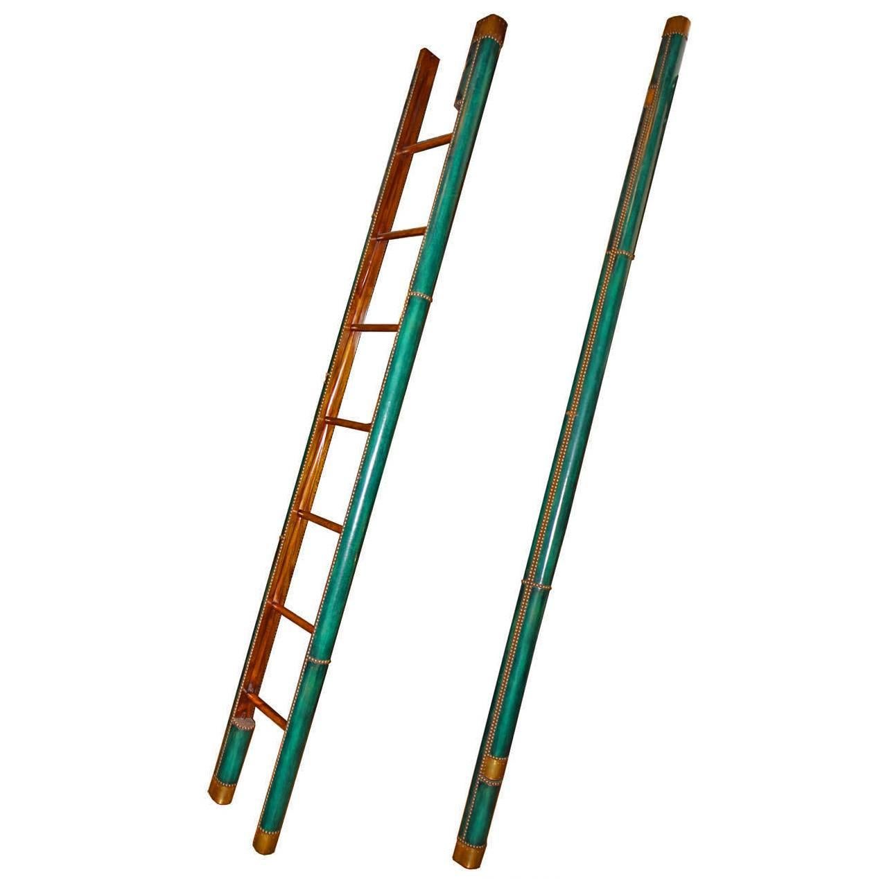C. Mariani Custom Mahogany Folding Library Ladder in the English Taste