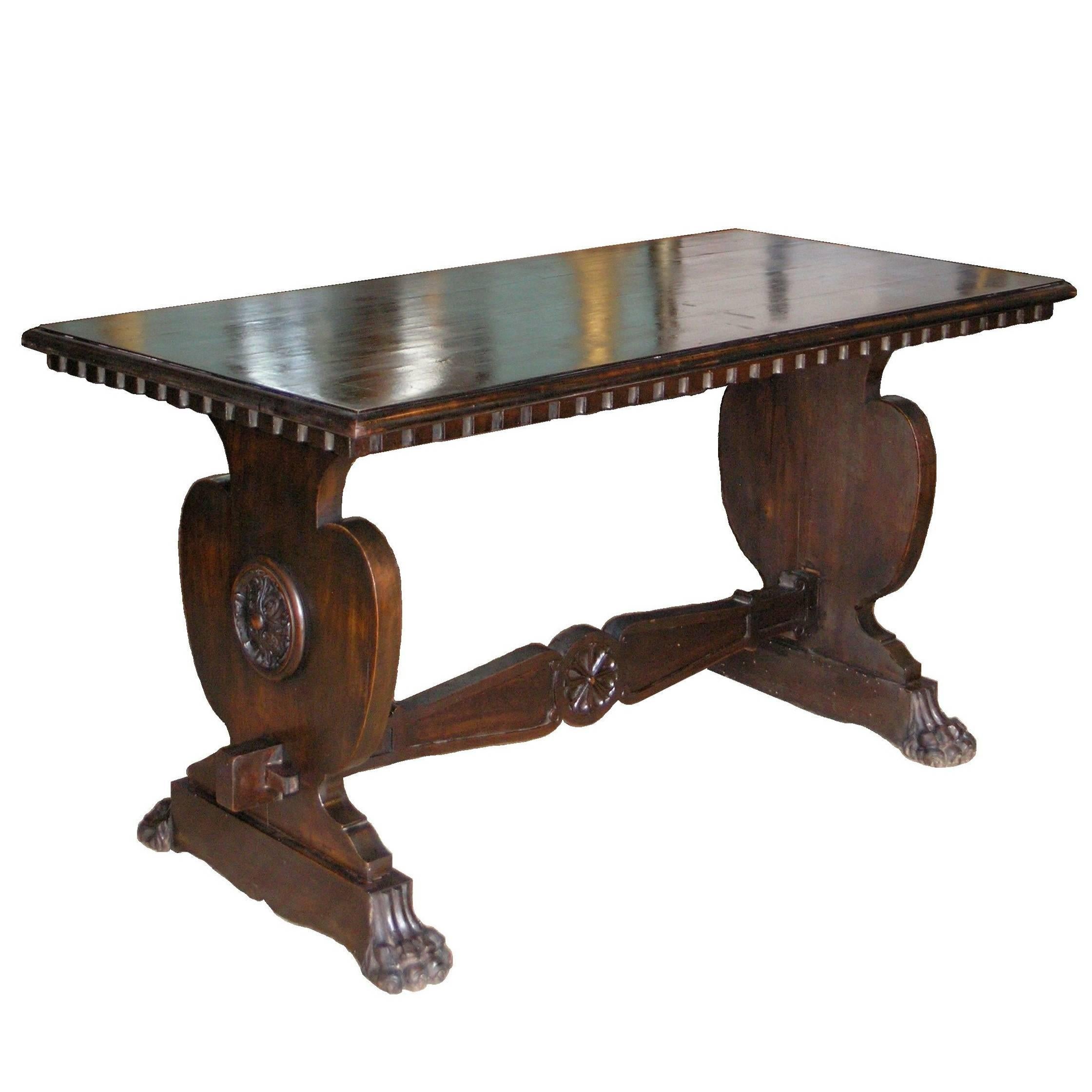 Tuscan Trestle Center Table , 19th Century  For Sale