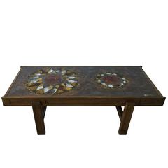 Oak Frame and Ceramic Coffee Table by J. Belarti, 1970s