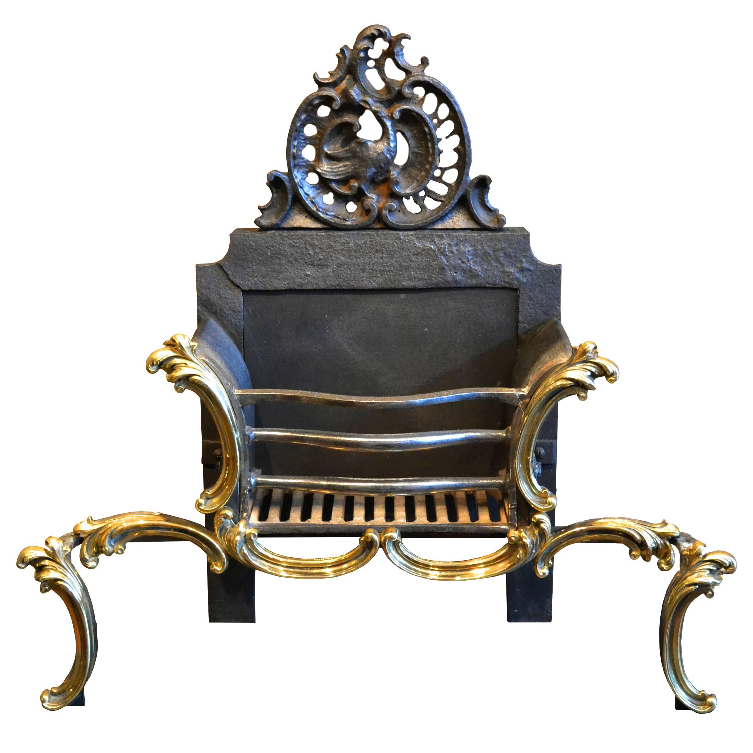 19th Century Rococo Style Iron Fire Grate, CAST-ZD77