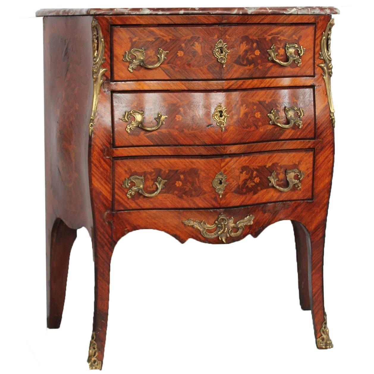 Louis XV Style Marquetry Inlaid Petite Commode, Late 19th-Early 20th Century For Sale