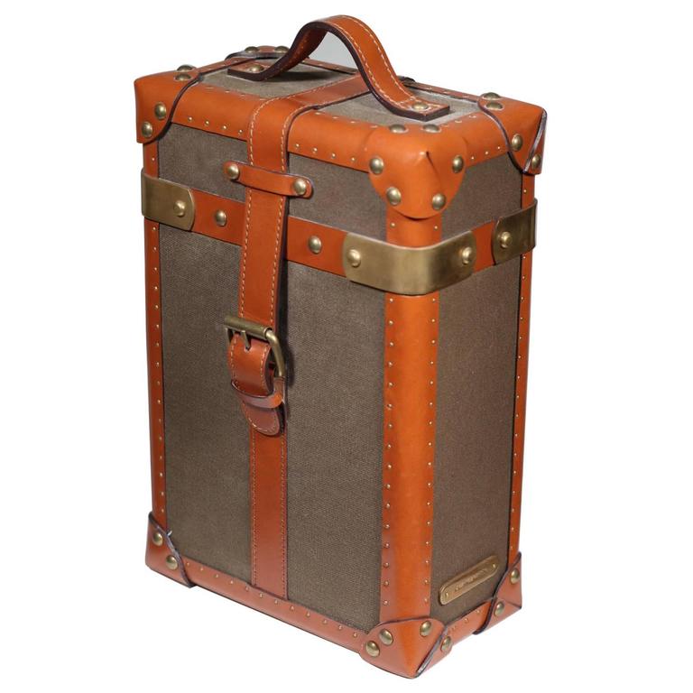 Ralph Lauren Leather and Canvas Wine Caddy at 1stdibs