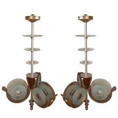 Antique Pair of Art Deco Light Fixtures from the Metro Goldwyn Mayer Theatre, Bombay