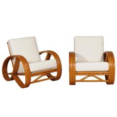 Outstanding Pair of Restored Vintage Pretzel Loungers with Adjustable Back