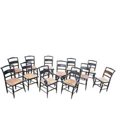 TWELVE Hitchcock Fancy Painted Dining Chairs