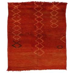 Berber Moroccan Red Rug with Modern Tribal Design