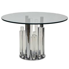 Skyscraper Dining/Center Table in Lucite and Chrome by Charles Hollis Jones 5