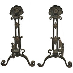 American Gothic Revival Andirons 