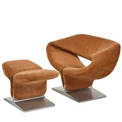 Pierre Paulin Ribbon Chair and Ottoman Manufactured by Artifort