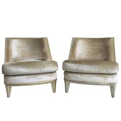 Pair of Gilded Hollywood Regency Barrel Back Chairs