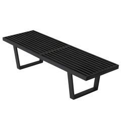 Black Slatted Wood Bench by George Nelson for Herman Miller