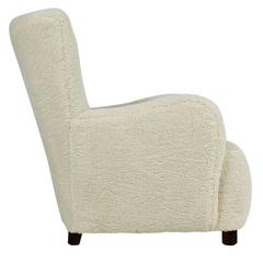Danish Modern Lounge Chair 1947 Flemming Lassen Attrib. Teddy Bear and Leather