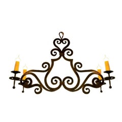 Custom Hand-Forged Iron "Hamilton" Chandelier  with Flat Body and Four Arms.
