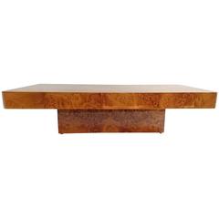 Coffee Table in Burl Wood in the Manner of Willy Rizzo
