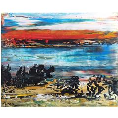 Abstract Landscape Matanzas Playa Acrylic on Canvas Painting Unframed 7