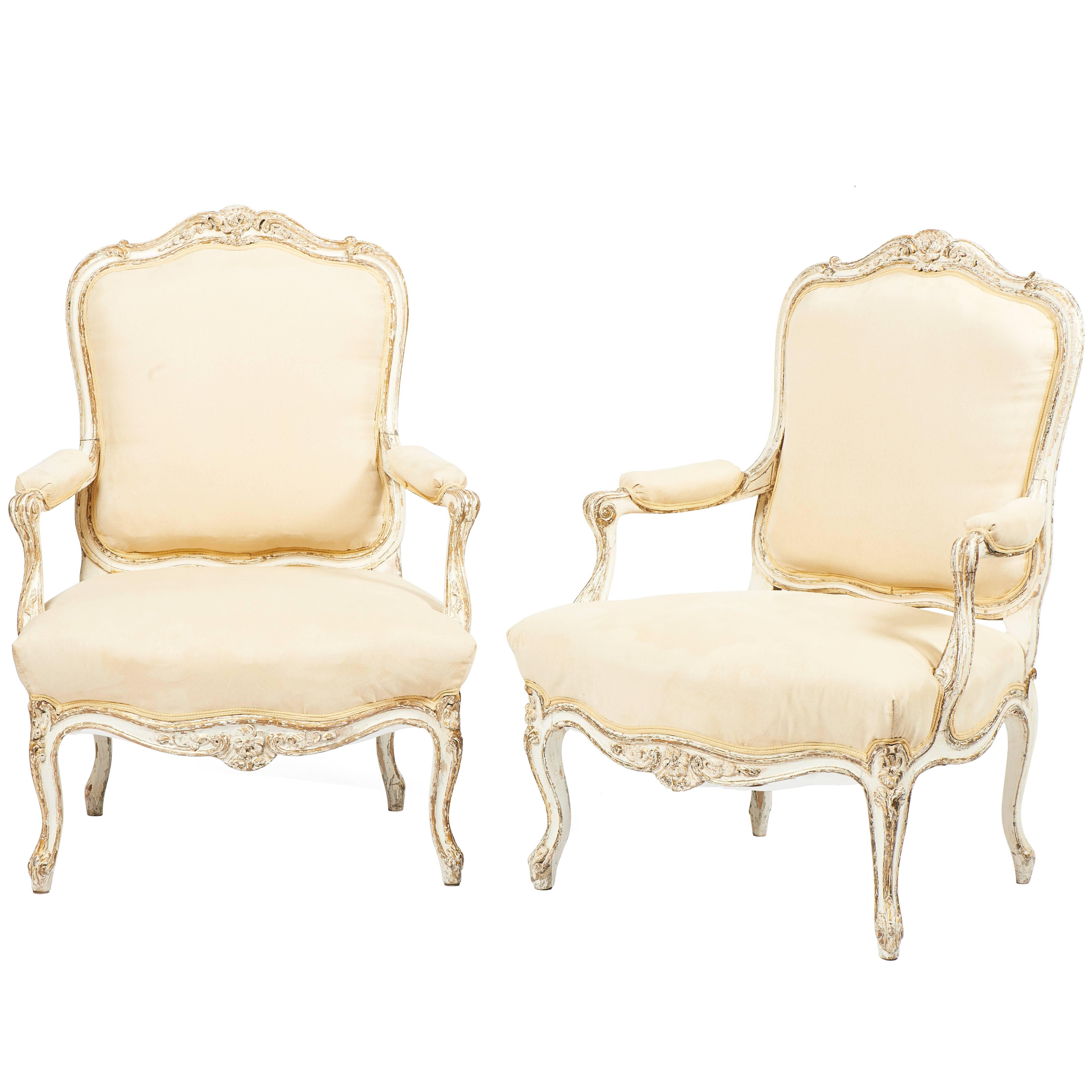 Pair of French Fauteuils in the Manner of Louis XV For Sale
