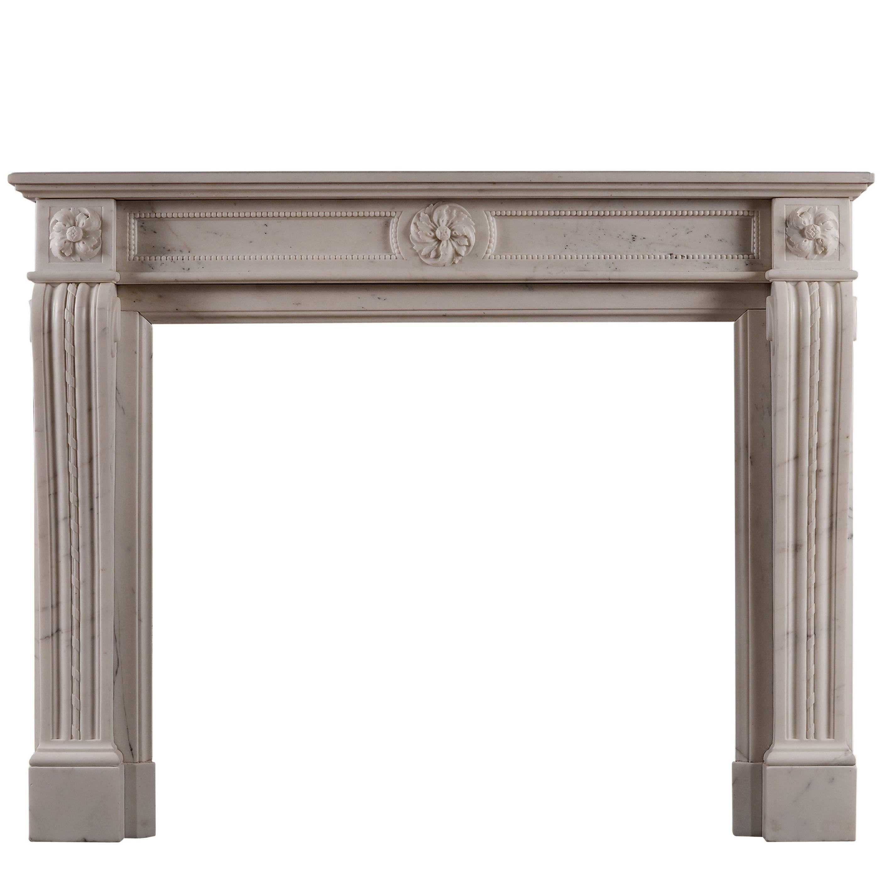 Statuary Marble Antique Fireplace in the Louis XVI Manner For Sale
